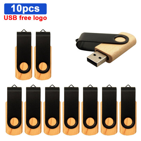 Clé USB 2.0 en bois d'érable avec boîte d'emballage, 4/8/16/32/64 go, personnalisable gratuitement avec Logo pour cadeaux créatifs, 10 unités/lot ► Photo 1/6