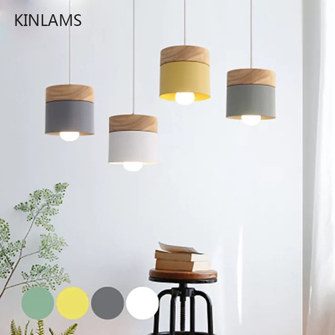 Lampe Led suspendue en bois et fer, design nordique moderne, luminaire décoratif d'intérieur, idéal pour une chambre à coucher ou un café, E27 ► Photo 1/6