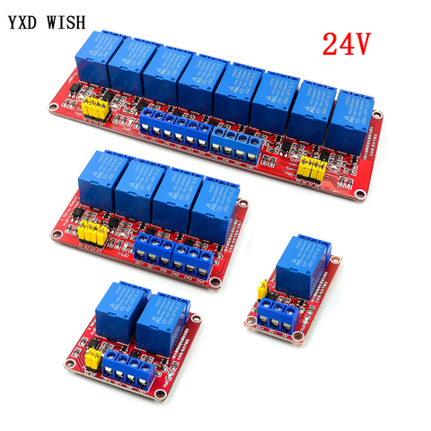 Module de relais 24 V DC 1 2 4 8 canaux avec optocoupleur, carte d'extension de déclenchement de niveau haut et bas pour carte de relais arduino 24 V ► Photo 1/1