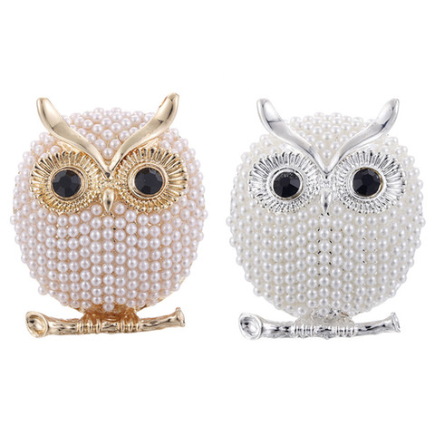 1PC hibou broche Badge vêtements costume bijoux accessoires broches perle broche 4cm * 3,5 cm/1.6in * 1.4in ► Photo 1/6