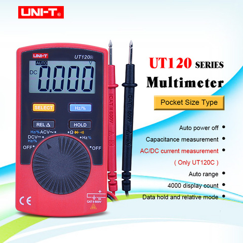 Mini multimètre numérique, série UNI-T UT120, LCD numérique, taille de paume, intervalle automatique, multimètre DC AC de poche ► Photo 1/6