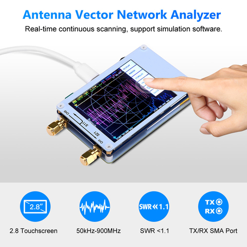 Nano VNA-analyseur de réseau vectoriel, 50KHz-900MHz, écran tactile numérique, onde courte, MF HF VHF UHF, analyseur d'antenne, onde debout ► Photo 1/6