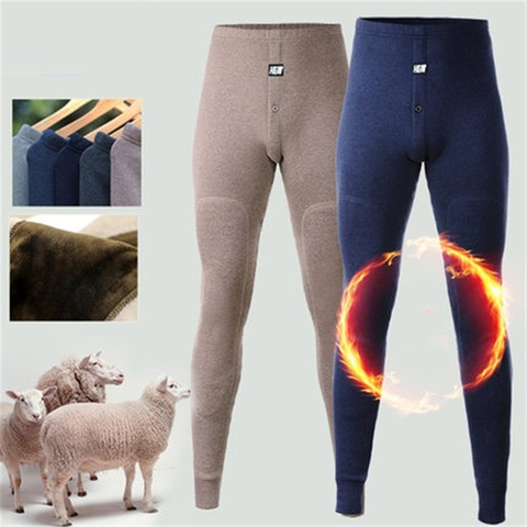 Fanceey-pantalon épais au genou, en laine mérinos, legging Long pour hommes, tissu polaire, Super chaud, collection sous-vêtement thermique ► Photo 1/6