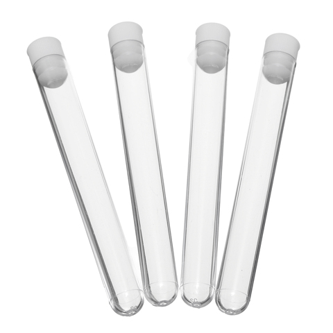 100 pièces/nouveau Tube à essai en plastique de haute qualité 12mm * 100mm Tube à essai en plastique Transparent avec couvercle fournitures de laboratoire ► Photo 1/5