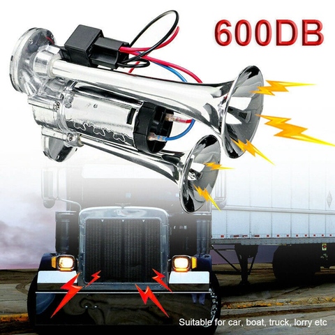 Double trompette, électrovanne électrique Super forte, klaxon à Air électrique pour voiture SUV camion camion RV bateau 600db 12V ► Photo 1/6