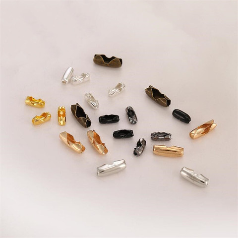 100 pcs/lot 1.5/2/2.4/3.2mm connecteurs de chaîne à billes chaînes de perles fermoirs or/argent/noir connecteurs pour bijoux à bricoler soi-même résultats faisant ► Photo 1/6