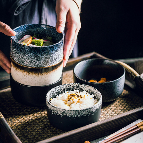 Bol de riz japonais créatif simple petit bol en céramique bol à soupe maison restaurant assaisonnement bol petit déjeuner bol ► Photo 1/5