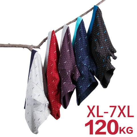 Boxer en coton pour homme, sous-vêtement respirant, Sexy, imprimé, grandes tailles, 140KG, L-7XL, 5 couleurs ► Photo 1/6