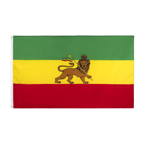 Drapeau éthiopien Lion de juda drapeau éthiopien Rastafari Rasta Reggae 150*90cm 3ft x 5ft bannière personnalisée trous métalliques œillets ► Photo 1/5