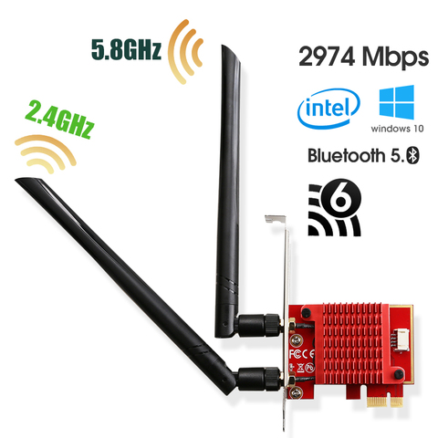 Adaptateur WiFi Intel Ax200 5 ghz adaptateur Wi-Fi ax200ngw WiFi Dongle 5 ghz Bluetooth réseau WiFi 6 carte Pci Express antenne pour PC ► Photo 1/6