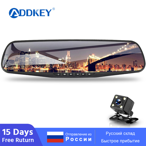 ADDKEY – caméra de tableau de bord DVR FHD 1080P, écran IPS de 4.3 pouces, caméscope vidéo à double objectif avec rétroviseur ► Photo 1/6