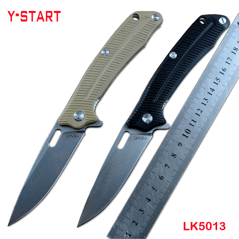 Lame utilitaire 440C en Satin, en grès, pointe de goutte G10, manche extérieur, EDC, couteaux de poche de chasse, Camping, LK5013, Y-START ► Photo 1/6