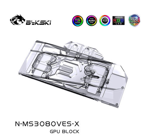 Bykski – bloc d'eau pour MSI RTX3080, pour carte GPU 3x10g OC/RTX3090, couvercle complet, bloc de radiateur en cuivre, A-RGB, rvb ► Photo 1/6