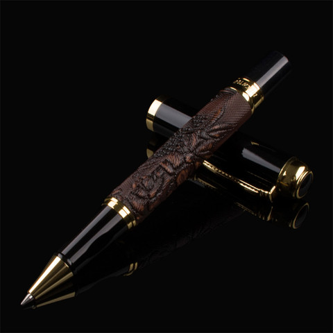 Stylo à bille classique en cuir rouge foncé et noir, nouvelle marque de luxe, motif de raisin, papeterie à bille classique, offre spéciale ► Photo 1/4