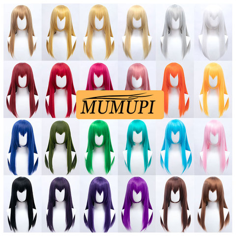 Perruque rose courte synthétique faux cheveux pour Cosplay femmes Lolita jaune azur bleu violet rouge longueur moyenne fausses perruques MUMUPI ► Photo 1/6