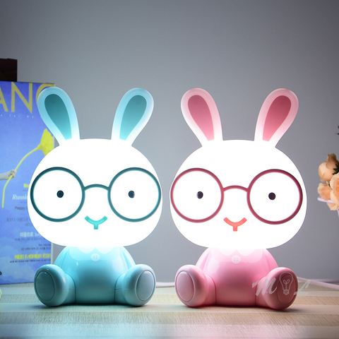 Mignon dessin animé Animal Led veilleuse pour bébé chambre d'enfants lampe de nuit cadeau de noël à côté de déco lapin lampe USB veilleuses ► Photo 1/6