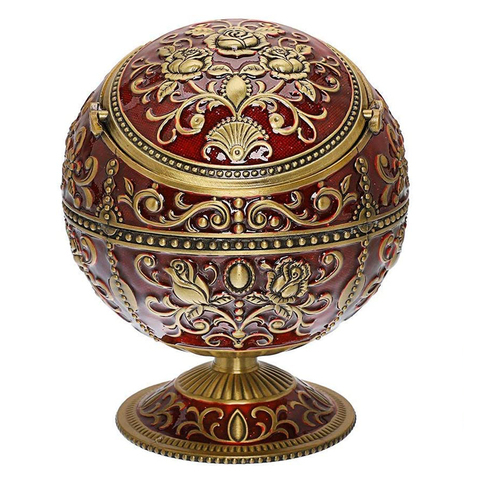 Vintage coupe-vent cendrier en alliage de Zinc fleur motif Globe Cigarette cendrier plateau couvercle table Portable décor à la maison cendriers cadeau pour ► Photo 1/1