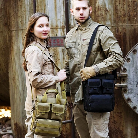 Sac à main tactique de plein air A4, sac d'école de banlieue, sac à bandoulière de Camouflage de l'armée, sacoche à outils pour hommes ► Photo 1/6