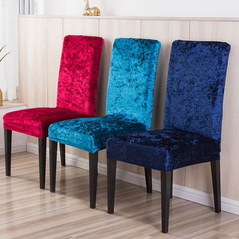 Housse de chaise en tissu de velours brillant Super doux pas cher housses de chaise extensibles de taille universelle housses de siège pour salle à manger ► Photo 1/6