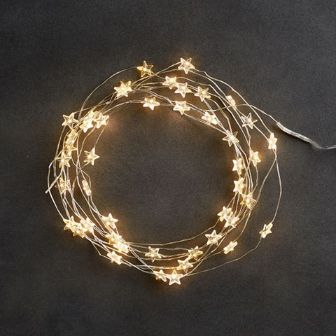 LED 60 étoiles fée lumières à piles sur 10ft longue couleur argentée fil de cuivre chaîne lumières pour utilisation de fête de noël intérieur extérieur ► Photo 1/6
