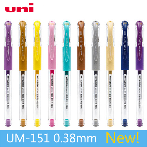 10 Pcs/lot japon UNI UM-151 stylo Gel couleur étanche Double perles multicolore couleur étudiant stylo Signature 0.38 ► Photo 1/6