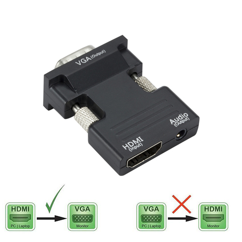 Convertisseur femelle-VGA mâle, compatible HDMI, avec adaptateur Audio, prise en charge de la sortie de Signal 1080P, pour PC portable, moniteur TV, projecteur ► Photo 1/6