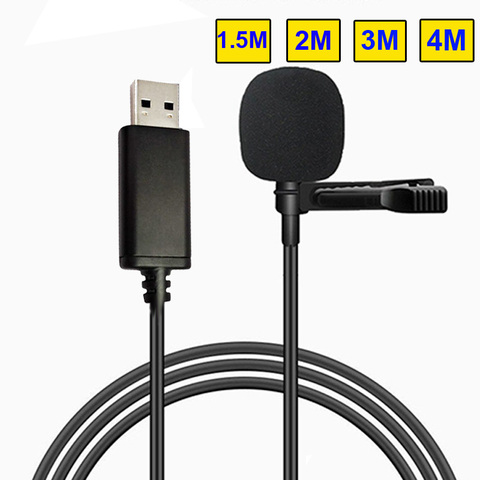 Lavalier Microphones USB collier pince micro pour PC ordinateur portable enregistrement Microphone 1.5 2 3 4M pour bureau et maison ► Photo 1/6