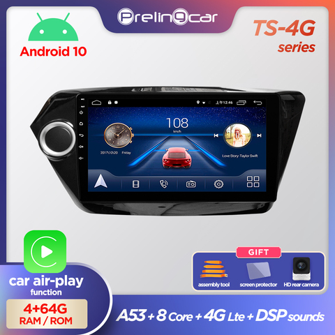 Prelingcar Android 10.0 aucun DVD 2 Din autoradio multimédia lecteur vidéo Navigation GPS pour KIA RIO 3 2011 2012 2013 2014 2015 DSP ► Photo 1/6