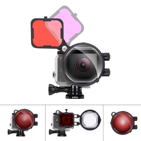 3in1 caméra d'action ensemble de filtres de plongée avec objectif Macro 16X pour Gopro Hero 7 6 5 noir plongée sous-marine rouge Magenta filtre de lentille de plongée ► Photo 1/6