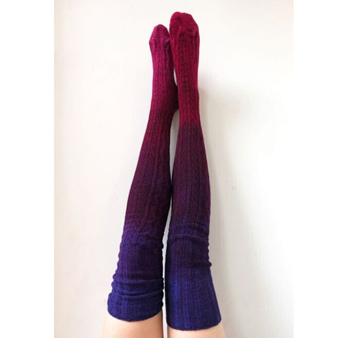 Chaussettes longues tricotées pour femmes, chaussettes beiges et Sexy à la mode pour dames et filles ► Photo 1/5