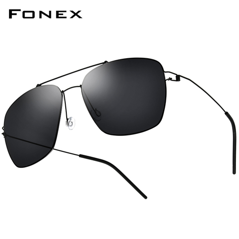 FONEX lunettes de soleil polarisées hommes ultraléger 2022 marque Design miroir alliage surdimensionné carré lunettes de soleil pour hommes sans vis lunettes ► Photo 1/6