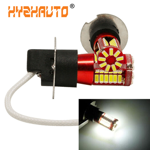 HYZHAUTO 2 pièces H3 LED voiture antibrouillard ampoules blanc 57 led 3014 smd blanc couleur 12V Auto antibrouillard ► Photo 1/5