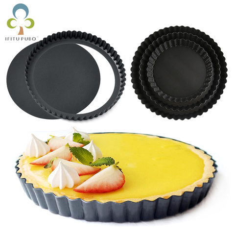 GYH – moule rond antiadhésif pour tarte, Quiche, Flan, Pizza, gâteau, fond amovible, cannelure, poêle à tarte robuste ► Photo 1/6