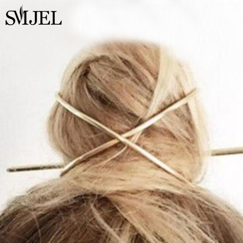 Bâton de cheveux Original 2022 nouveau Boho cheveux accessoires arrivée métal or rempli X en forme de chignon support charmant Vintage chignon Cage ► Photo 1/6