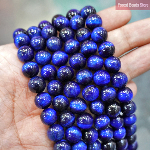 Lapis-Lazuli-pierre naturelle, Agates œil de tigre bleu, pour la fabrication de bijoux, collier rond, Bracelet à bricoler soi-même, brin de 15 