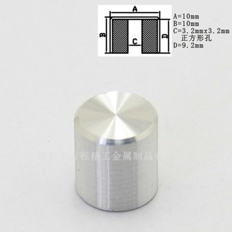 Capuchon de bouton en alliage d'aluminium, diamètre 10mm de haut, trou carré 3.2x3.2mm, interrupteur d'alimentation ► Photo 1/1