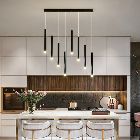 Long plafonnier suspendu au design nordique moderne, luminaire décoratif d'intérieur, idéal pour une cuisine, une salle à manger, une Table, un bureau ou une boutique ► Photo 1/6