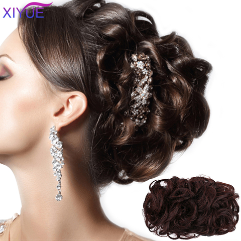 XIYUE-Extensions capillaires Chignon frisées et courtes, à la mode, pièce pour cheveux, chouchou, bande caoutchouc, avec clips, nouvelle collection ► Photo 1/6