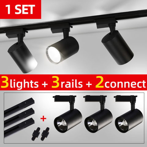 Ensemble complet Led éclairage sur Rail COB lampe sur Rail 20W 30W 40W Rail éclairage en aluminium Spot luminaires pour la maison cuisine magasin de vêtements ► Photo 1/6