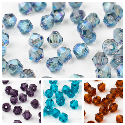 Perles en verre autrichien pour fabrication de bijoux, vente en gros, 4mm 6mm, breloques ► Photo 1/5