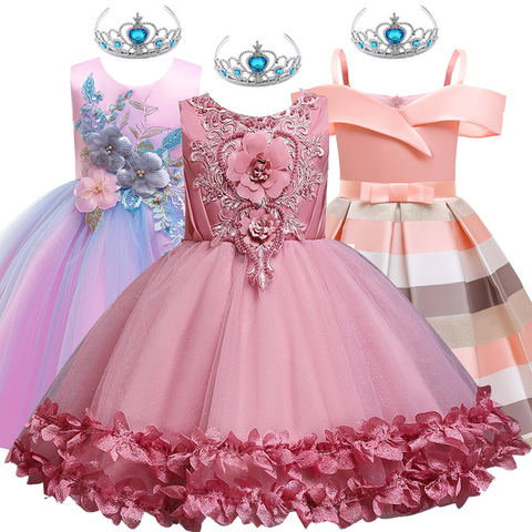 Robe de princesse élégante pour enfants, tenue de soirée, motif floral, pour filles de 4-6-12 ans ► Photo 1/6