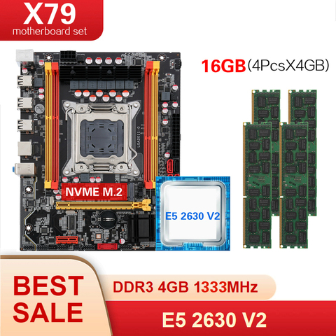 Kllisre X79 carte mère combo kit ensemble LGA 2011 E5 2630 V2 CPU 4 pièces x 4GB = 16GB DDR3 1333Mhz ECC mémoire ► Photo 1/6