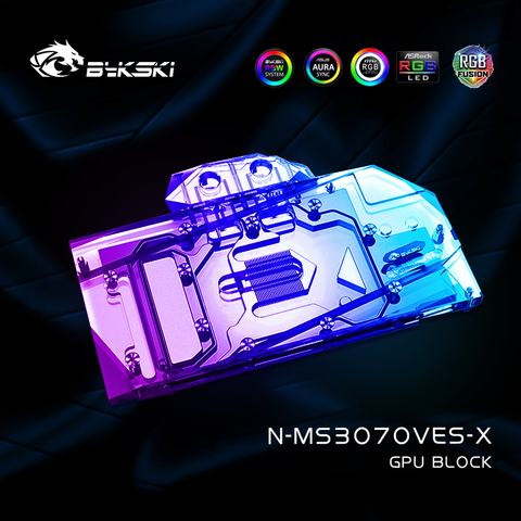 Bykski N-MS3070VES-X, bloc d'eau GPU à couverture complète pour MSI RTX 3070 VENTU 3X 8G OC/RTX3070 VENTU 2X 8G carte graphique, VGA Cooler ► Photo 1/6