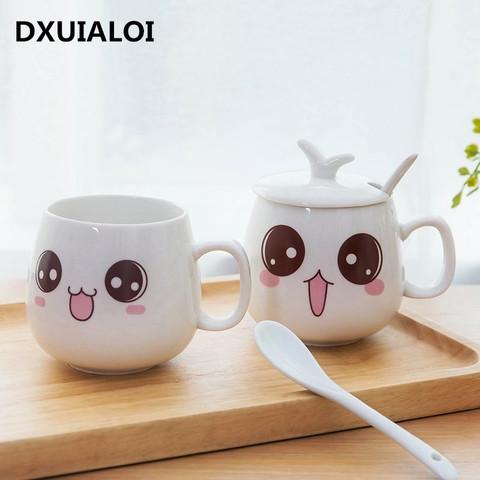 Moderne simplicité créative en céramique tasses mignon dessin animé visage Expression eau conteneur amant café tasses voyage mignon tasse cadeau ► Photo 1/6