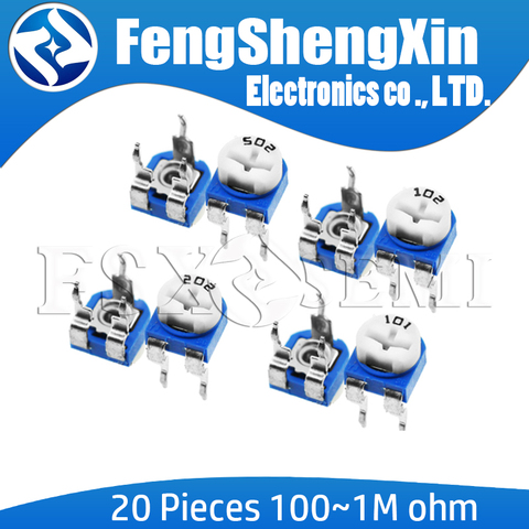 Potentiomètre de coupe-pot, 20 pièces/lot, RM065 RM-065 100 200 500 1K 2K 5K 10K 20K 50K 100K 200K 500K 1M ohm, résistance variable ► Photo 1/5