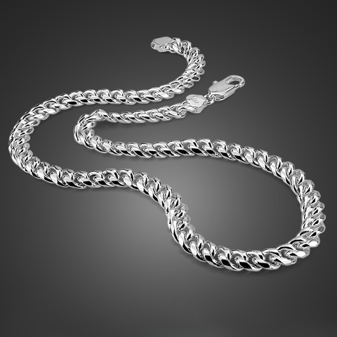 Collier en argent Sterling 100% pour hommes, pendentif, Hip-Hop Punk, chaîne cubaine, 10mm, 22 à 26 pouces, bijoux à la mode ► Photo 1/6