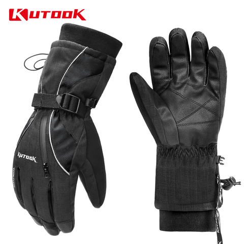 KUTOOK – gants de Ski coupe-vent, imperméables, thermiques, chauds, pour la neige, accessoires de Ski TPU pour hommes, gants de Snowboard pour écran tactile ► Photo 1/6