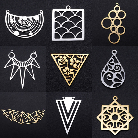 Breloques géométriques pour boucles d'oreilles, en acier inoxydable 100%, connecteurs Triangle, flèche, goutte d'eau, pendentif de bijoux, DIY, vente en gros, 5 pièces/lot ► Photo 1/6