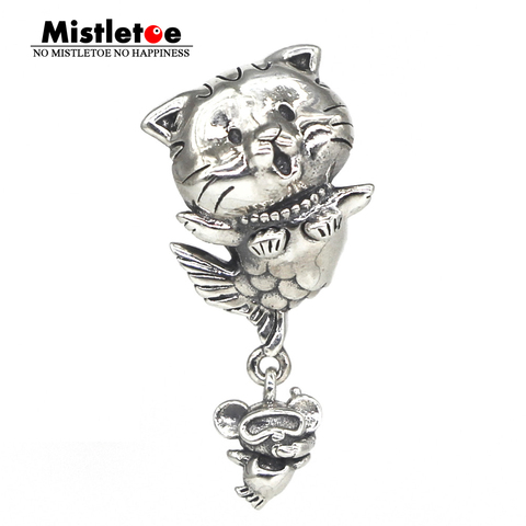 Migletoe – breloque sirène chat en argent Sterling 925, bijoux avec perles au clair de lune ► Photo 1/2