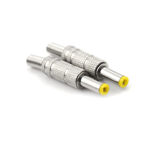 Une pièce en métal courant continu mâle prise Jack adaptateur connecteur prise avec tête jaune 5.5*2.1 5.5x2.1mm ► Photo 1/6